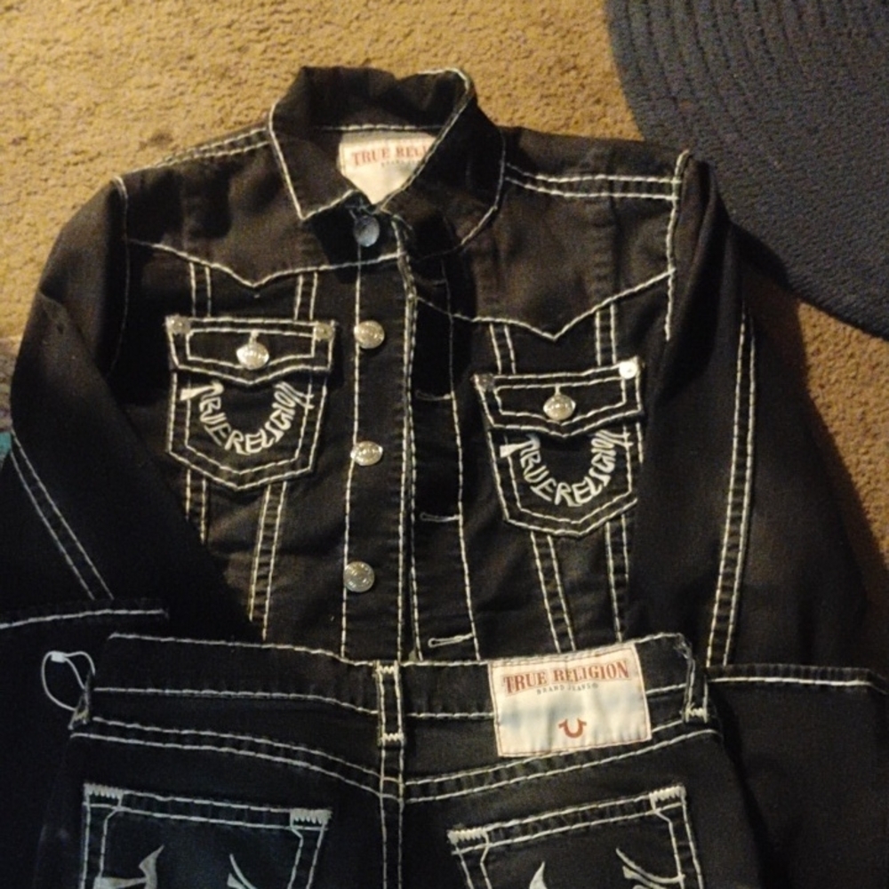 True Religion Black Jean Jacket Classic Style